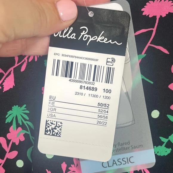 Ulla Popken Floral Print Black Pink V-Neck 3/4 Sleeve Tunic length - Picture 3 of 7